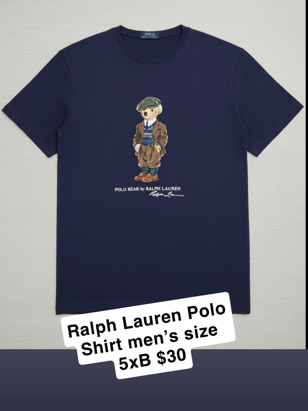 Ralph Lauren Navy Bear Graphic Short Sleeve Tee